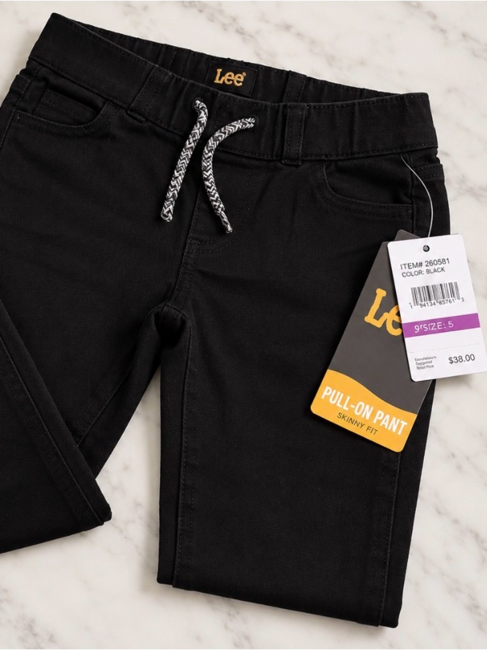 Lee Kids Black Pull-On Skinny Pants with Contrast Drawstring
